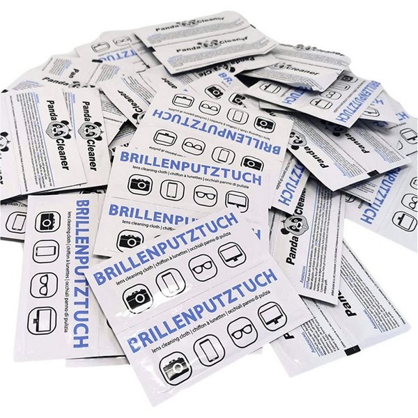 PandaCleaner Feuchte Brillenputztücher - Einzeln verpackte Brillenputztücher Reinigungstücher (TU Krepp, Spar-Set, 200 x Brillenputztücher (12cm x 14cm), Fussel