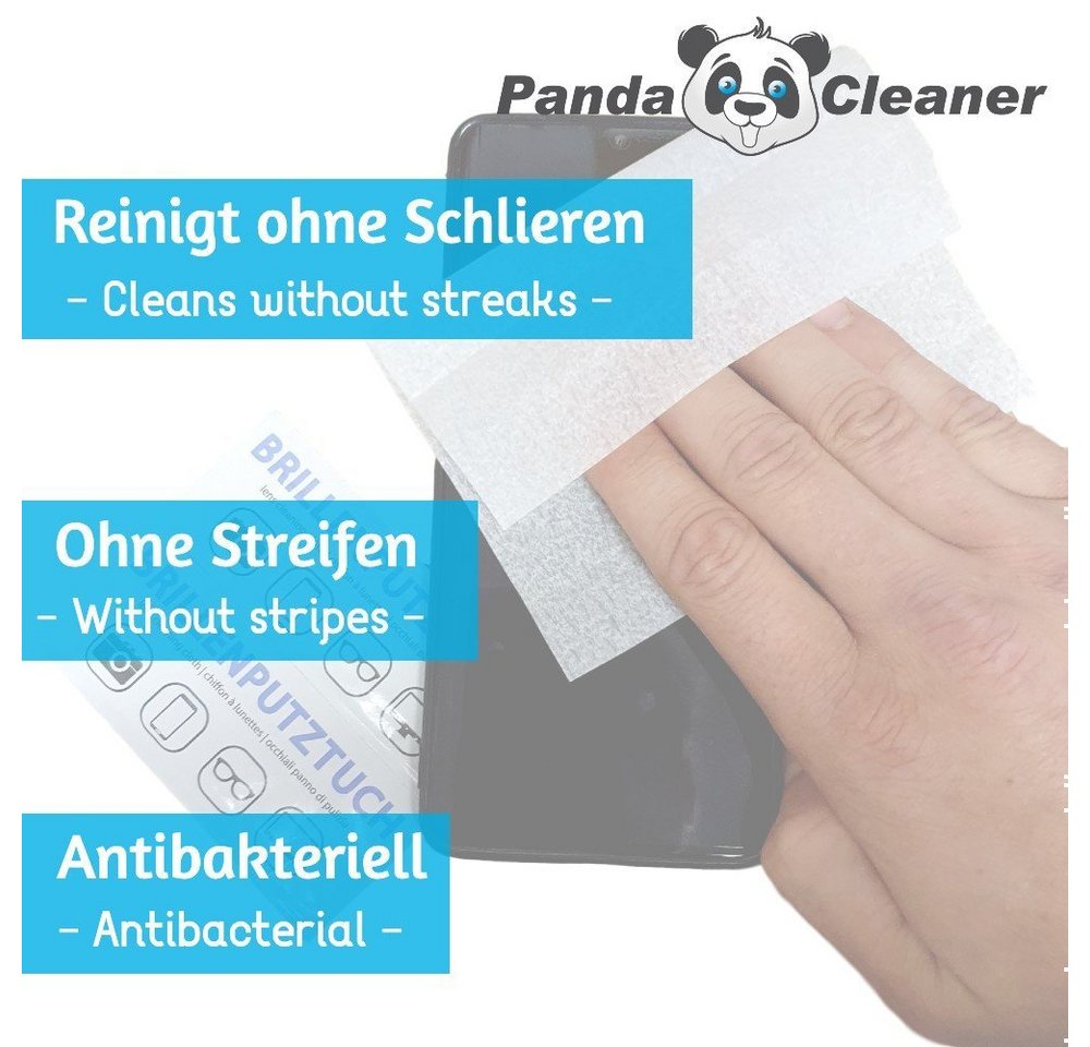 PandaCleaner Feuchte Brillenputztücher - Einzeln verpackte Brillenputztücher Reinigungstücher (TU Krepp, Spar-Set, 200 x Brillenputztücher (12cm x 14cm), Fussel – Bild 4 von 5