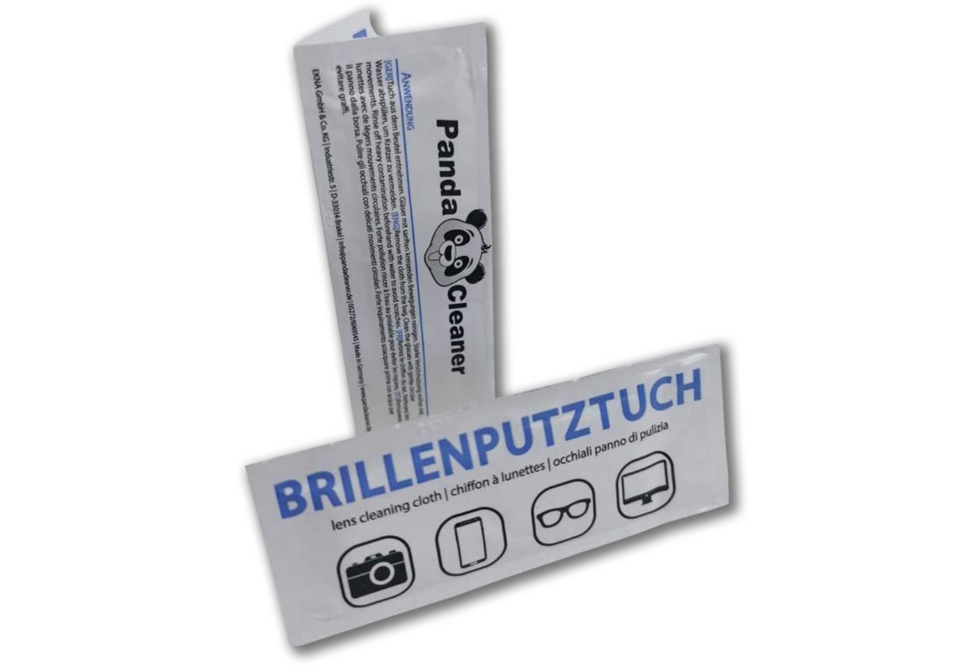 PandaCleaner Feuchte Brillenputztücher - Einzeln verpackte Brillenputztücher Reinigungstücher (TU Krepp, Spar-Set, 200 x Brillenputztücher (12cm x 14cm), Fussel – Bild 5 von 5