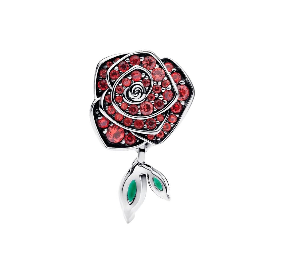 Pandora Charm Blume 793201C02, Rose, künstlich hergestellter Kristall, Rot, Grün – Bild 2 von 3