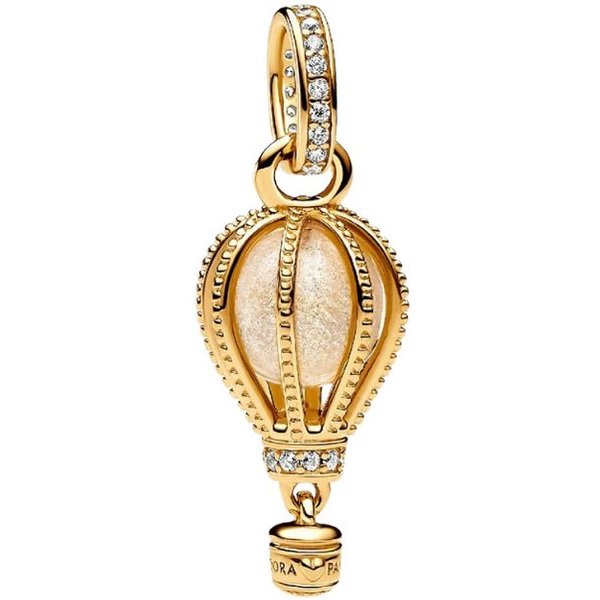 Pandora Charm-Einhänger 769434C01, Heißluftballon, vergoldet, Reisen, Glas, Zirkonia