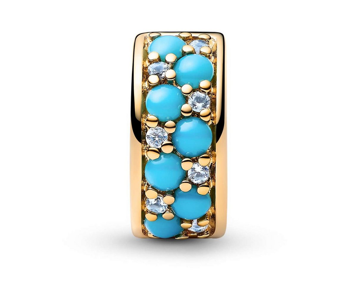 Pandora Charm Kugel 763902C01, Clip Aquamarinblau Goldfarben – Bild 2 von 4