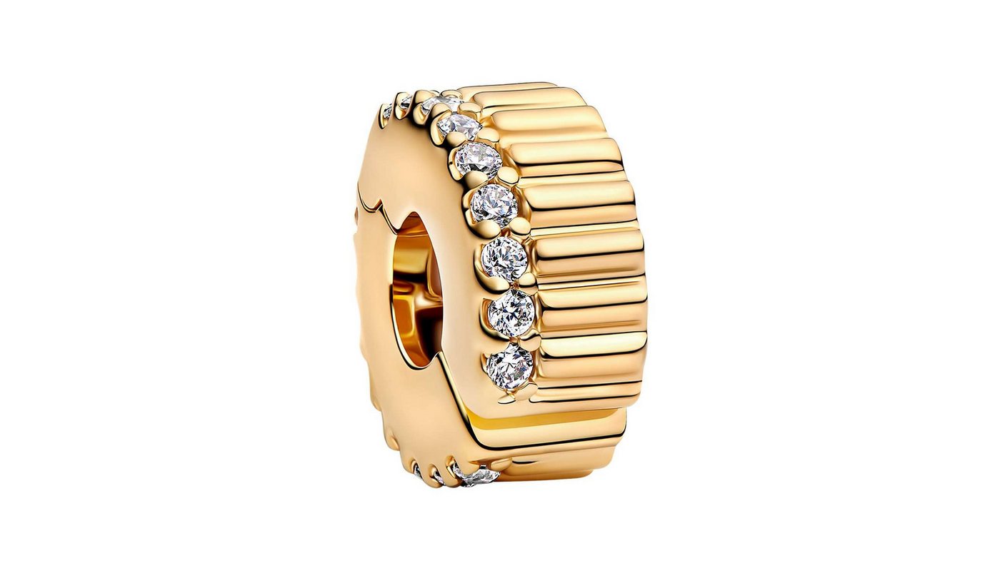 Pandora Charm Kugel 764078C01, Clip Goldfarben Gerippt – Bild 2 von 2