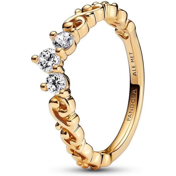 Pandora Fingerring 162232C01, Damenring Edle Tiara mit Wirbel Goldfarben
