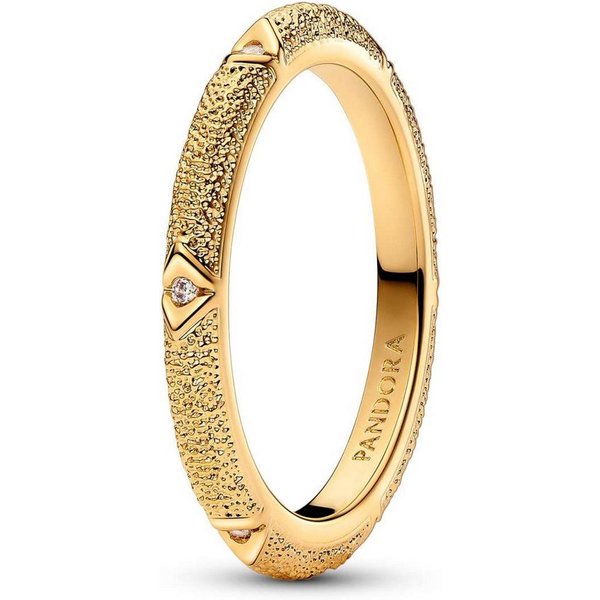 Pandora Fingerring 163322C01, Ring für Damen Struktur & Steine Goldfarben