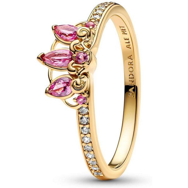 Pandora Fingerring 163651C01, Damenring Disney Prinzessin Rapunzel Tiara Goldfarben