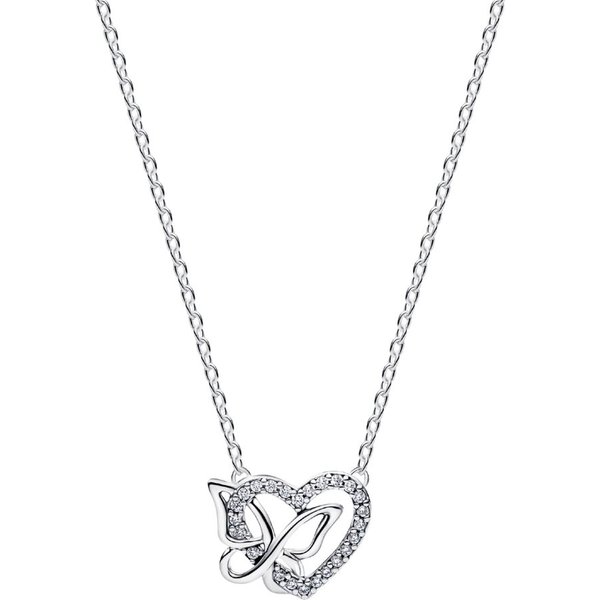 Pandora Herzkette 394477C01-45, Zirkonia, Herz, Liebe, Schmetterling
