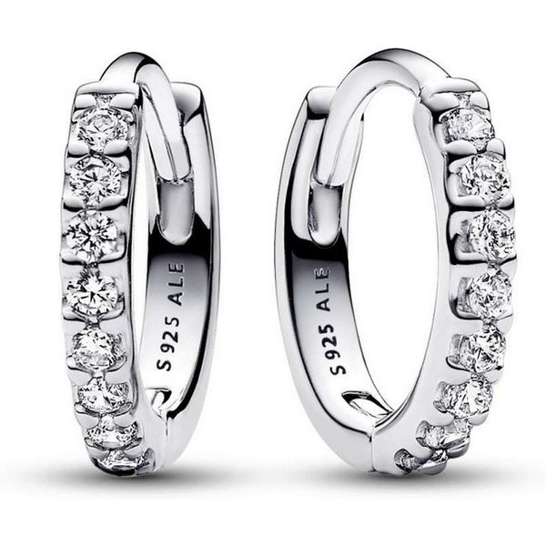 Pandora Paar Creolen 293015C01, für Damen Funkelnde Umarmung Silber