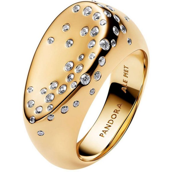 Pandora Siegelring 164671C01, Ring für Damen Ovaler mit Steinbesatz Goldfarben