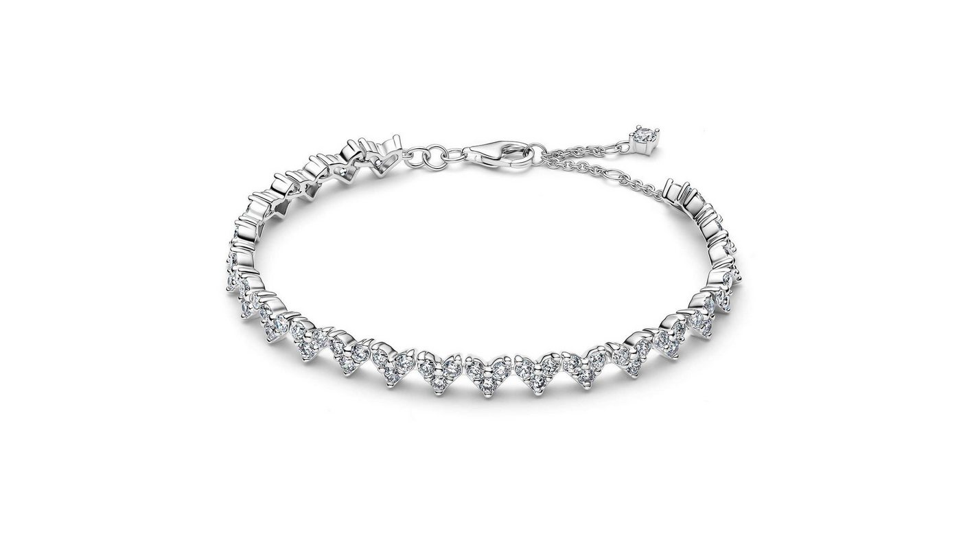 Pandora Silberarmband 594390C01, Damenarmband Silber Herz Dreifacher Stein – Bild 2 von 2