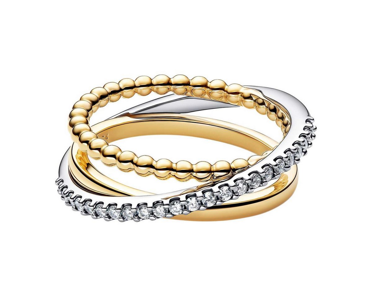 Pandora Silberring 164826C01, Ring für Damen Bicolor Crossover Kugeln & Pavé – Bild 2 von 5