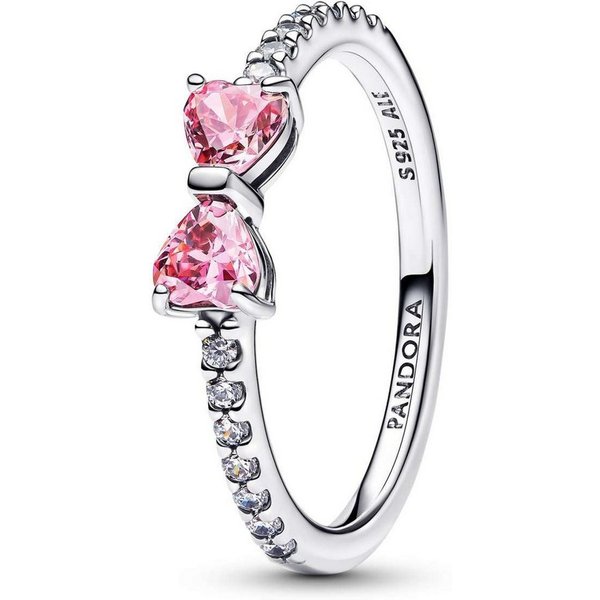 Pandora Silberring 193510C01, für Damen Funkelnde Pinkfarbene Schleife