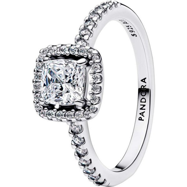 Pandora Silberring 193555C02, für Damen-Ring Silber Funkelndes Quadrat Heiligenschein