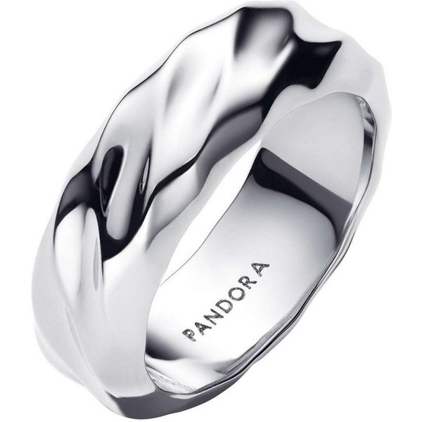 Pandora Silberring 193886C00, Breiter Bandring für Damen Wellig Silber