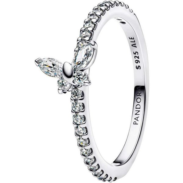 Pandora Silberring 194269C03, Silber Damenring Funkelnder Schmetterling Weiß