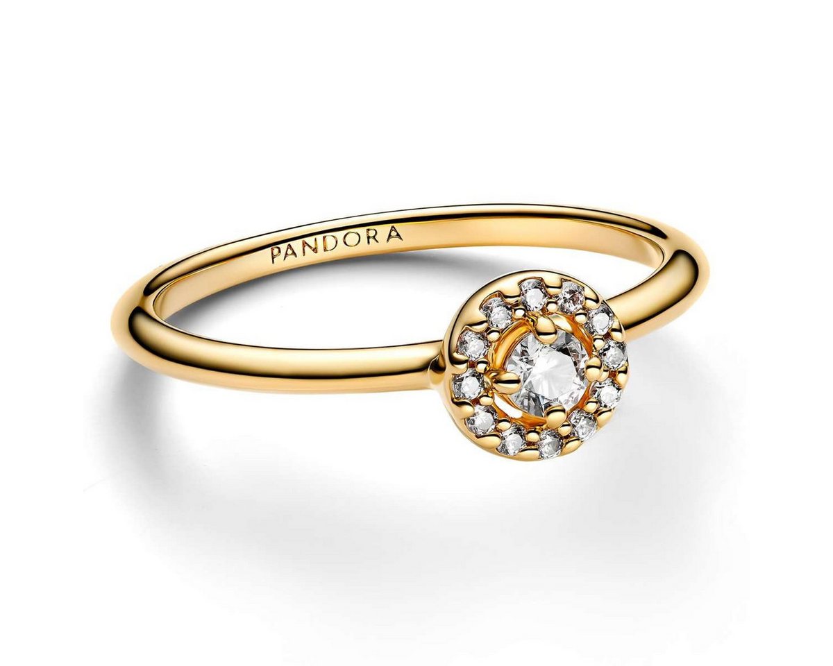 Pandora Solitärring 163554C01, für Damen-Ring Runder Pavé Heiligenschein Goldfarben – Bild 2 von 3