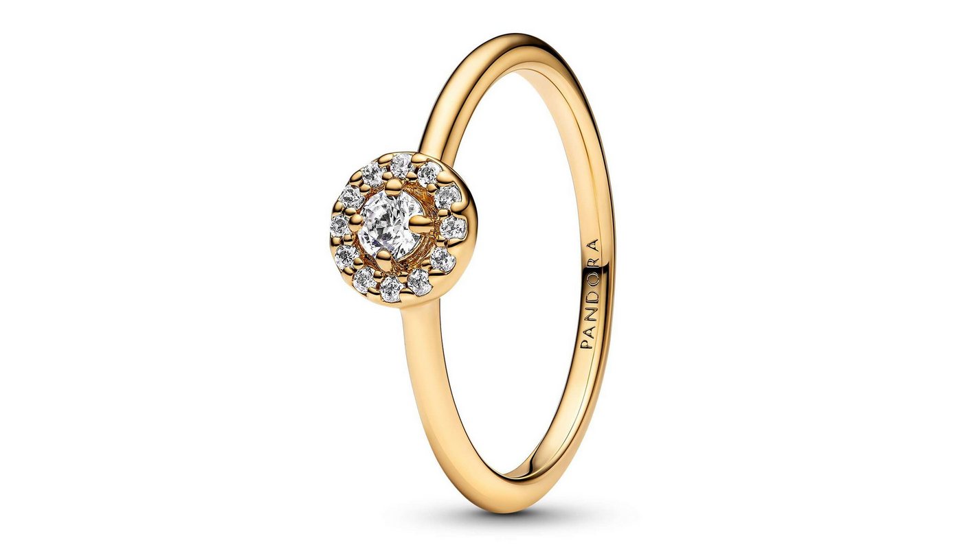 Pandora Solitärring 163554C01, für Damen-Ring Runder Pavé Heiligenschein Goldfarben – Bild 3 von 3