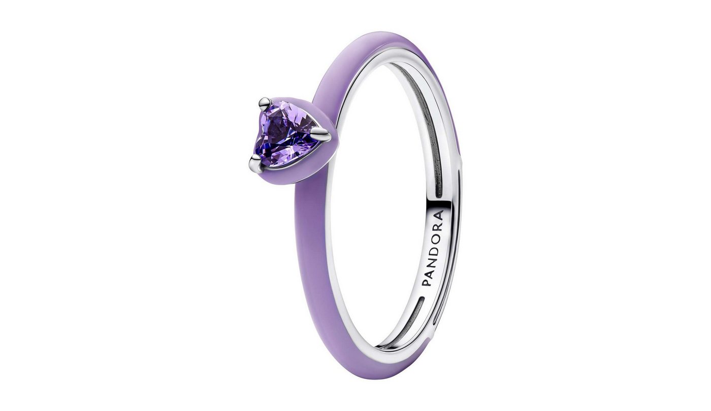 Pandora Solitärring 193088C04, für Damen-Ring Silber Lilafarbenes Chakra Herz – Bild 3 von 3