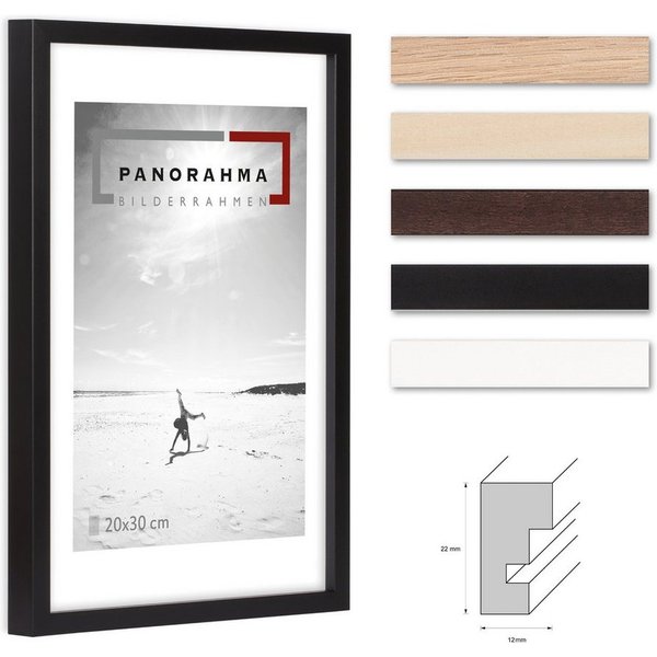 Panorahma Bilderrahmen Holz Bilderrahmen modern in fünf verschiedenen Farben mit Normalglas, für 1 Bilder, 1 Rahmen, Fotorahmen