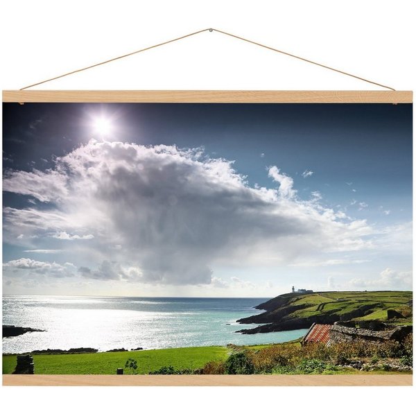 Panorahma Bilderrahmen Posterleiste aus Eichenholz, Klemmschiene, 3 Farben Natur Schwarz Weiß, für 1 Bilder, magnetische Posterleiste