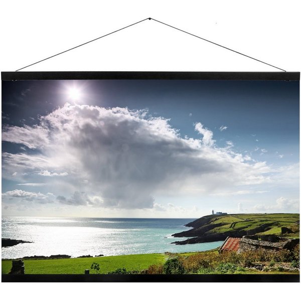 Panorahma Bilderrahmen Posterleiste aus Eichenholz, Klemmschiene, 3 Farben Natur Schwarz Weiß, für 1 Bilder, magnetische Posterleiste