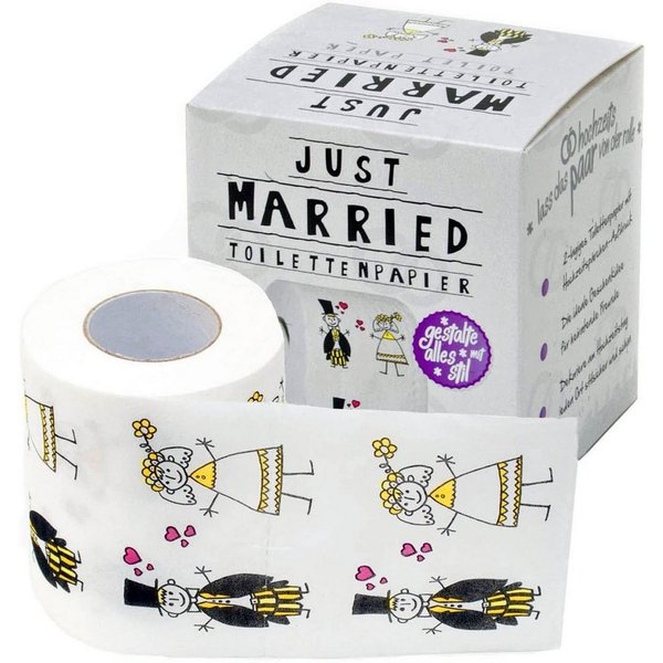Goods+Gadgets Papierdekoration GOODS+GADGETS Gerade geheiratet Toilettenpapier – Fun Klopapier, Witziges Klopapier Fun WC Hochzeits-Geschenk