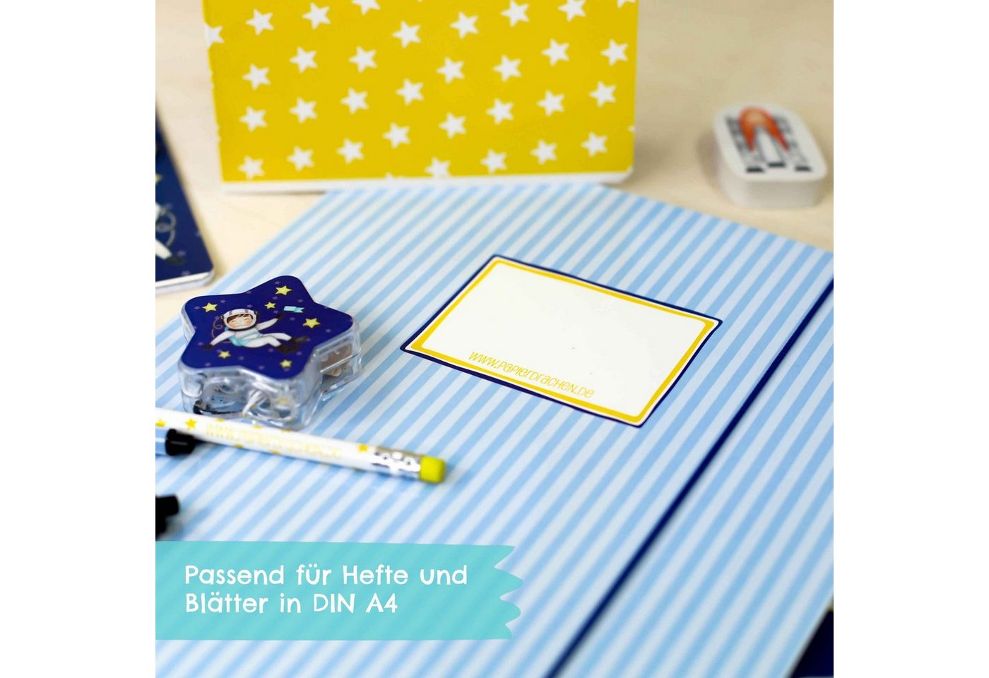 PAPIERDRACHEN Schulheft 2 Schulmappen - Postmappen Set – Bild 4 von 5