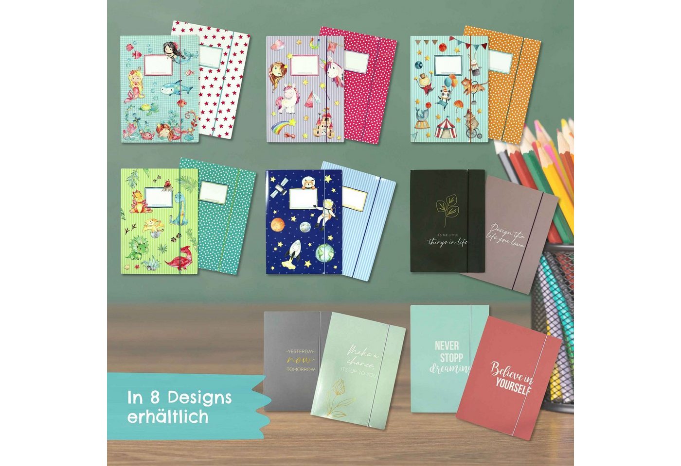 PAPIERDRACHEN Schulheft 2 Schulmappen - Postmappen Set – Bild 5 von 5