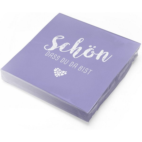 itenga Papierserviette itenga 20x Serviette Schön dass du da bist - LILA / FLIEDER -