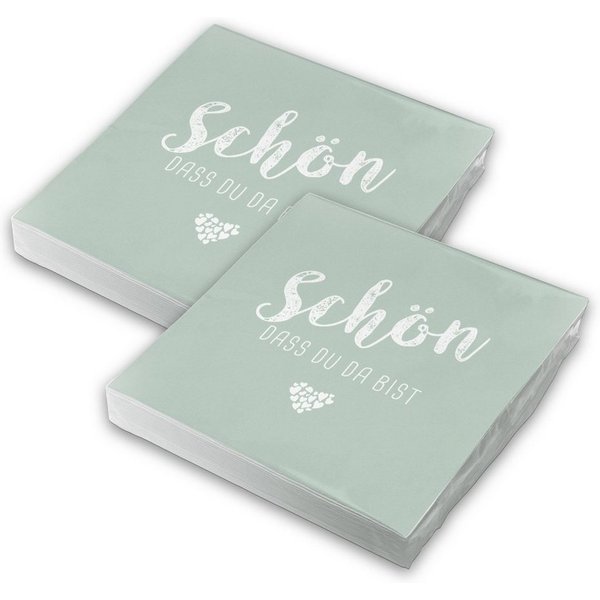 itenga Papierserviette itenga 40x Serviette Schön dass du da bist eukalyptus Set