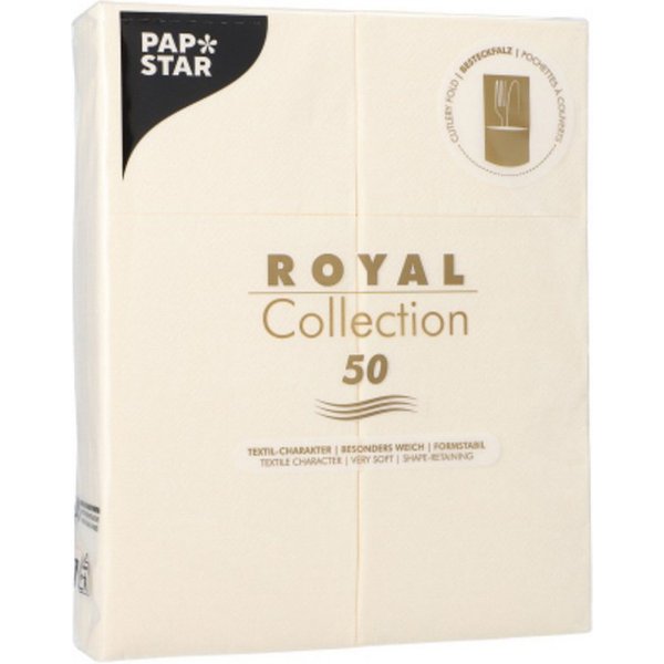 PAPSTAR Papierserviette, Servietten mit Bestecktasche 40x30cm Royal Collection 50Stk Champagner