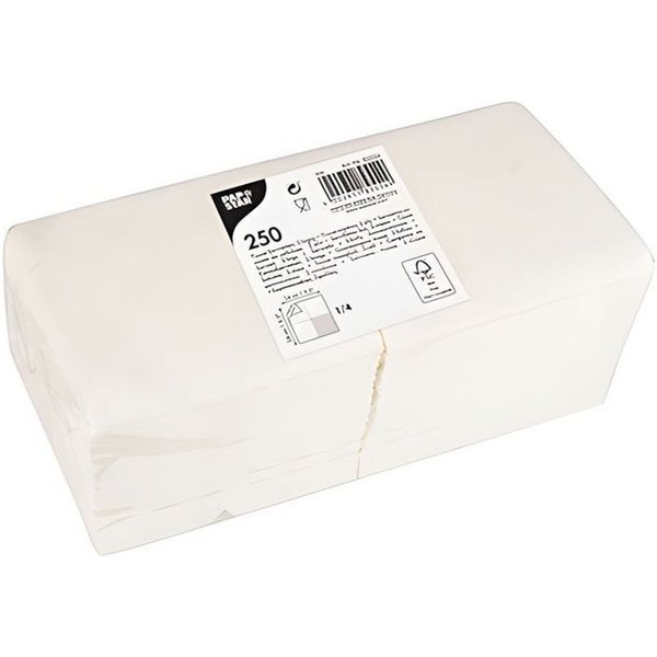 PAPSTAR Papierserviette Servietten, 2-lagig 1/4-Falz 24 cm x 24 cm weiss 250 Stk