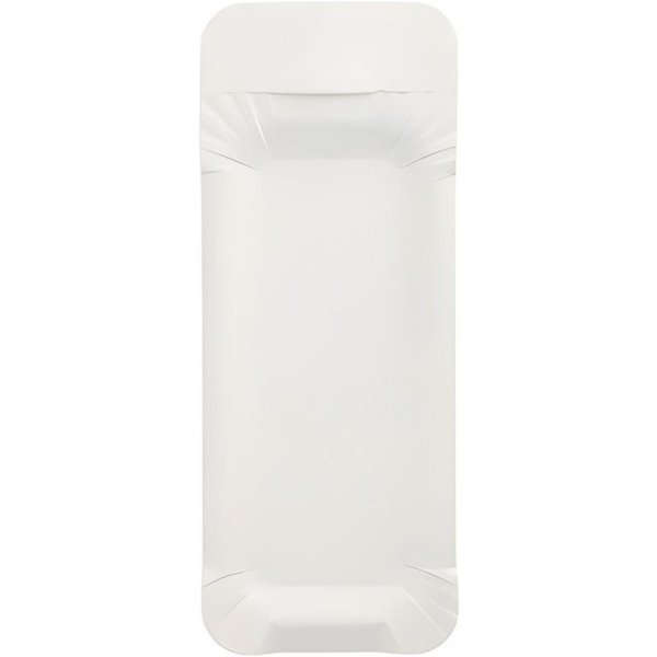PAPSTAR Pappteller Teller, Pappe pure eckig 8 cm x 21 cm weiss mit Anfasser 250 Stk