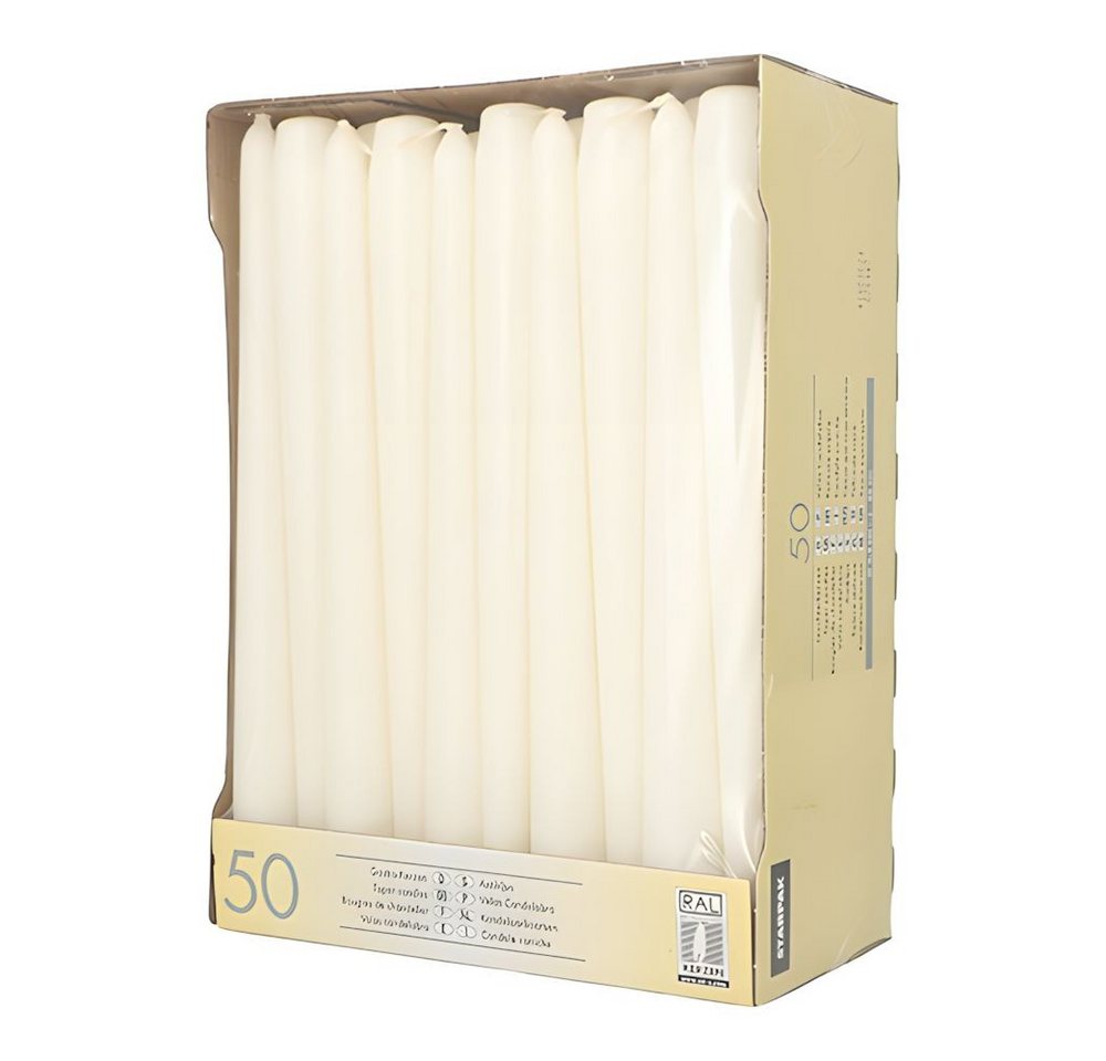 PAPSTAR Spitzkerze Leuchterkerzen Ø 2,2 cm, 25 cm weiss 50 Stk – Bild 3 von 5