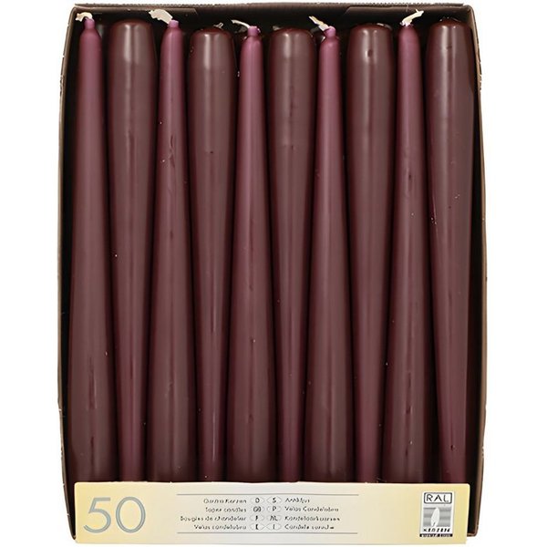 PAPSTAR Spitzkerze Leuchterkerzen Ø 2,2 cm, 25 cm beere 50 Stk