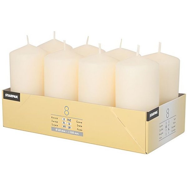PAPSTAR Stumpenkerze Stumpenkerzen Ø 50 mm, 100 mm creme 8 Stk