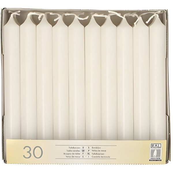 PAPSTAR Tafelkerze Tafelkerzen Ø 2,1 cm, 19,6 cm weiss 30 Stk