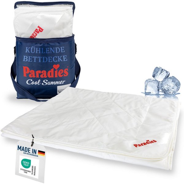 Paradies Sommerbettdecke Cool Dream, kühlende Bettdecke, Füllung: 50% Viskose (mit paraffinhaltigen Mikrokapseln), 50% Lyocell, Bezug: 50% Baumwolle, 50% Lyocel