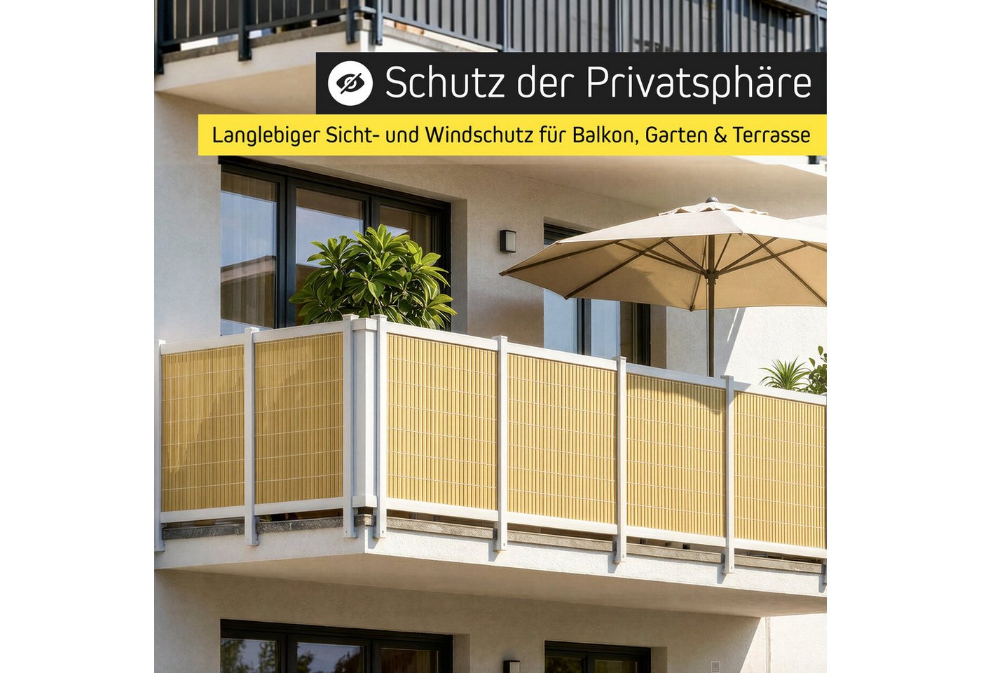 paramondo Sichtschutzzaunmatten PVC Sichtschutzmatte StrongLine, 60 x 300 cm, bambus, (1-St), langlebig, witterungsbeständig, pflegeleicht – Bild 4 von 5