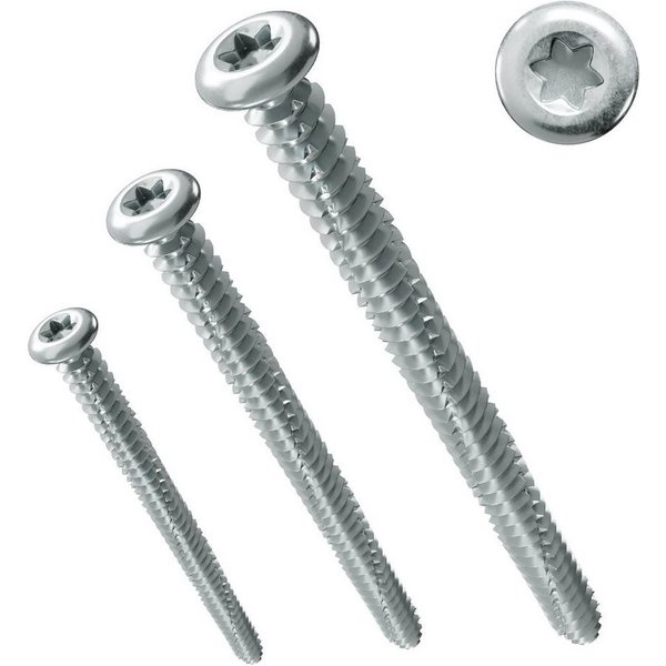 PARCO Fensterrahmenschraube Typ Pan Head, Silverline, TX30, 7,5x182mm & weitere - 100 Stück, Hohe Belastbarkeit, Einfache Montage, Doppeltes Gewinde