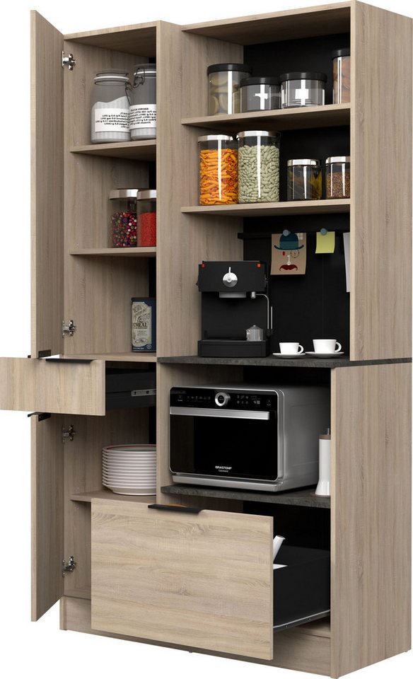 Parisot Buffet Fumay 11, Geschirrschrank, besonders viel Stauraum (1-St., B/H/T ca. 100x186x45cm) ideal für kleine Küchen, ohne Elektrogeräte – Bild 3 von 5