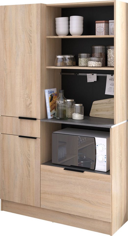 Parisot Buffet Fumay 11, Geschirrschrank, besonders viel Stauraum (1-St., B/H/T ca. 100x186x45cm) ideal für kleine Küchen, ohne Elektrogeräte – Bild 4 von 5