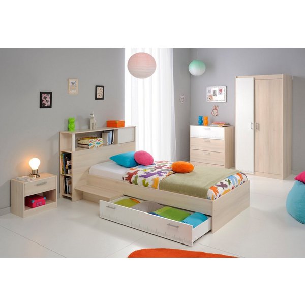 Parisot Jugendzimmer-Set Charly 16, (Set, 5-tlg., mit Anstellregal, Nachttisch, Kleiderschrank und Schubkastenkommode), mit einem Kleiderschrank