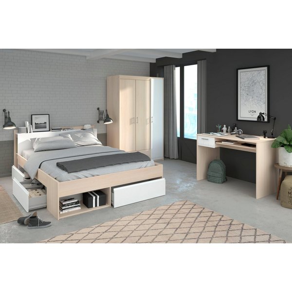Parisot Jugendzimmer-Set Most, (Set, 3-tlg., Bett mit Schubkästen, Kleiderschrank und Schreibtisch)