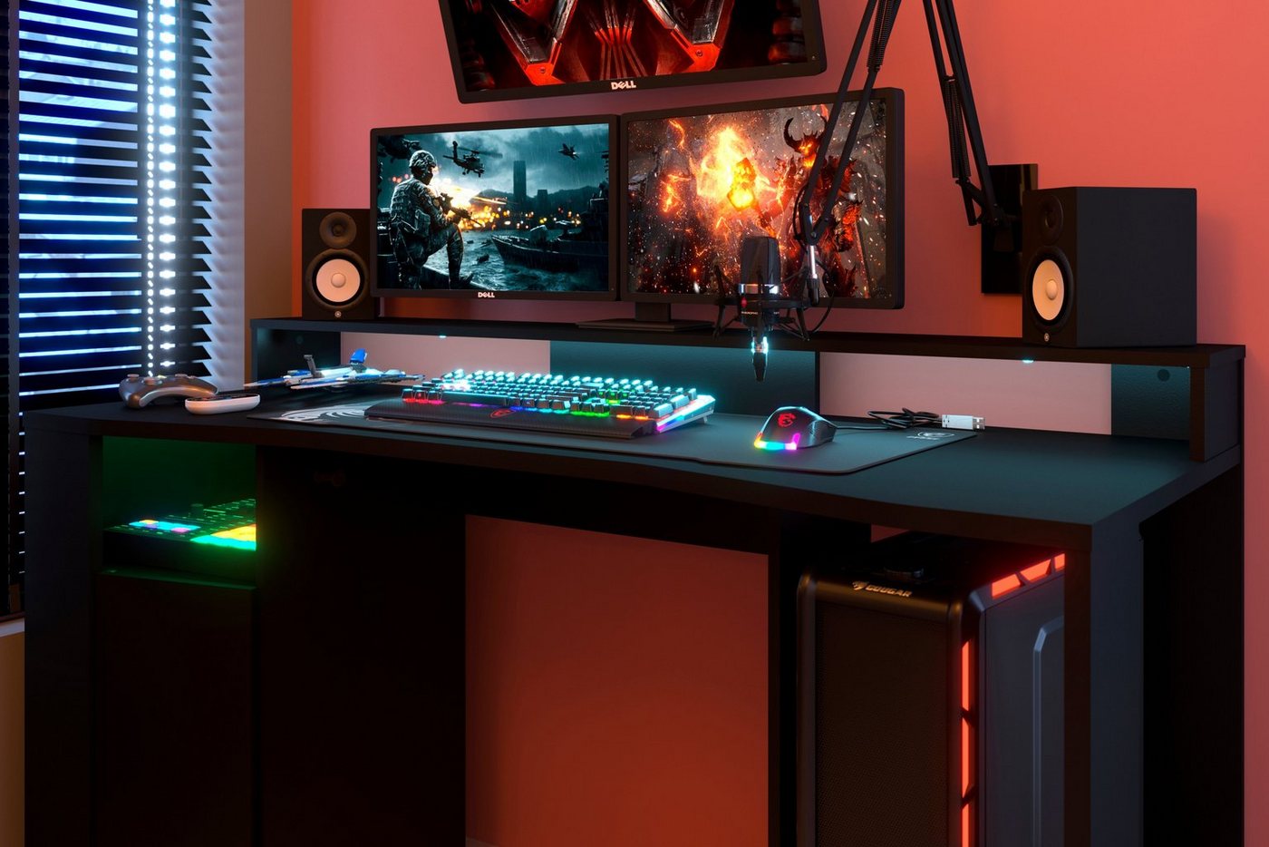 Parisot Kinderschreibtisch Gaming, Gamingtisch, Jugendschreibtisch, Schreibtisch, inkl. LED Beleuchtung – Bild 3 von 5