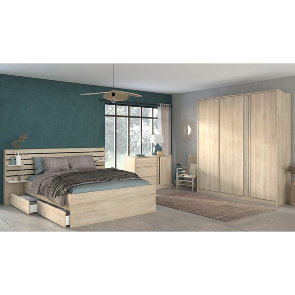 Parisot Schlafzimmer-Set, (4-tlg), viel Stauraum, schöne Optik, Einsätze an Schrank und Kommode drehbar