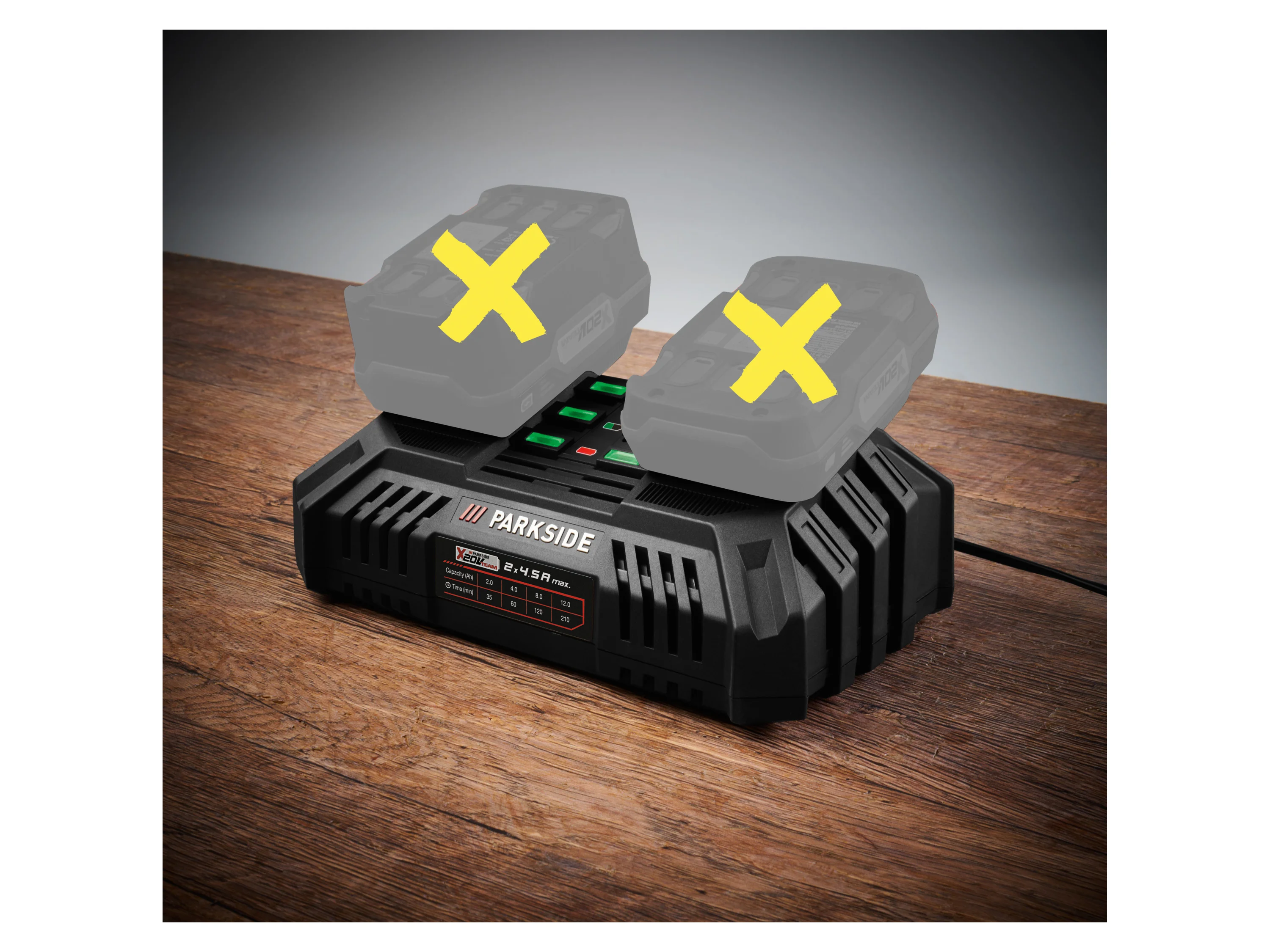 PARKSIDE® 20 V / 2x 4,5 A Akku-Doppelladegerät »PDSLG 20 B1«, ohne Akku – Bild 3 von 4