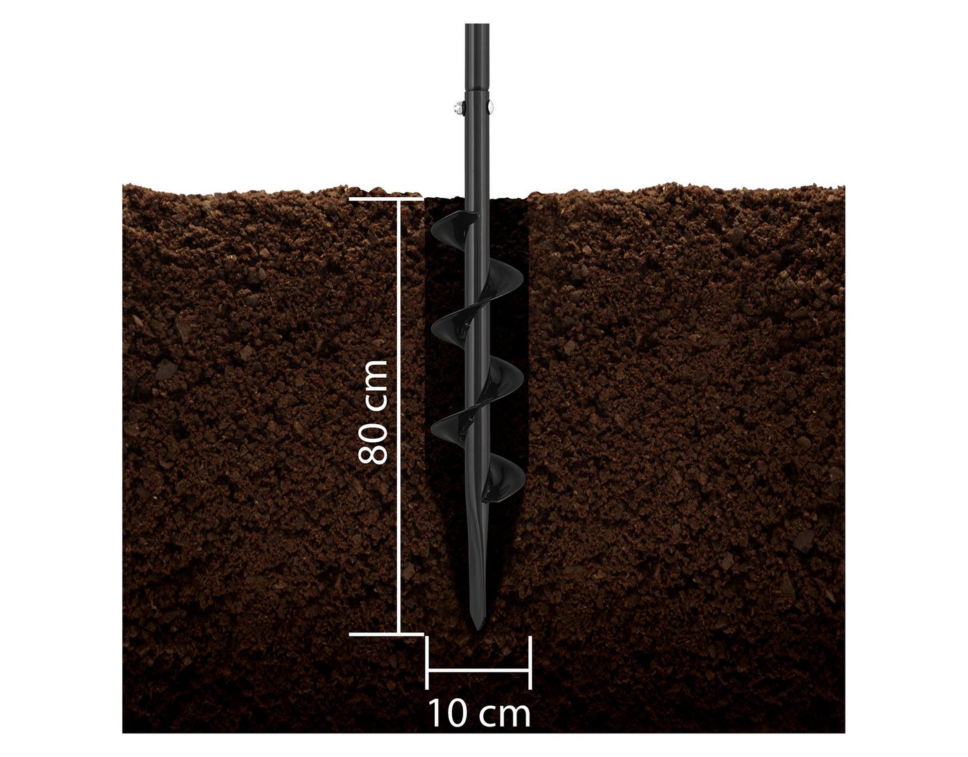 Parkside Handerdbohrer Garten Erdlochbohrer Bohr-Durchmesser: 10 cm 3-teilig zerlegbar, ⌀ 10 cm, Bohrtiefe: 80 cm – Bild 4 von 4