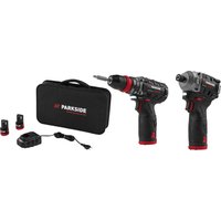 PARKSIDE PERFORMANCE® 12V Akku-Bohrschrauber Starterset mit 12V Akku-Drehschlagschrauber ¼ Zoll 170 Nm (mit Akku und Ladegerät) PBSPA 12 E4 / PDSSAP 12 B1