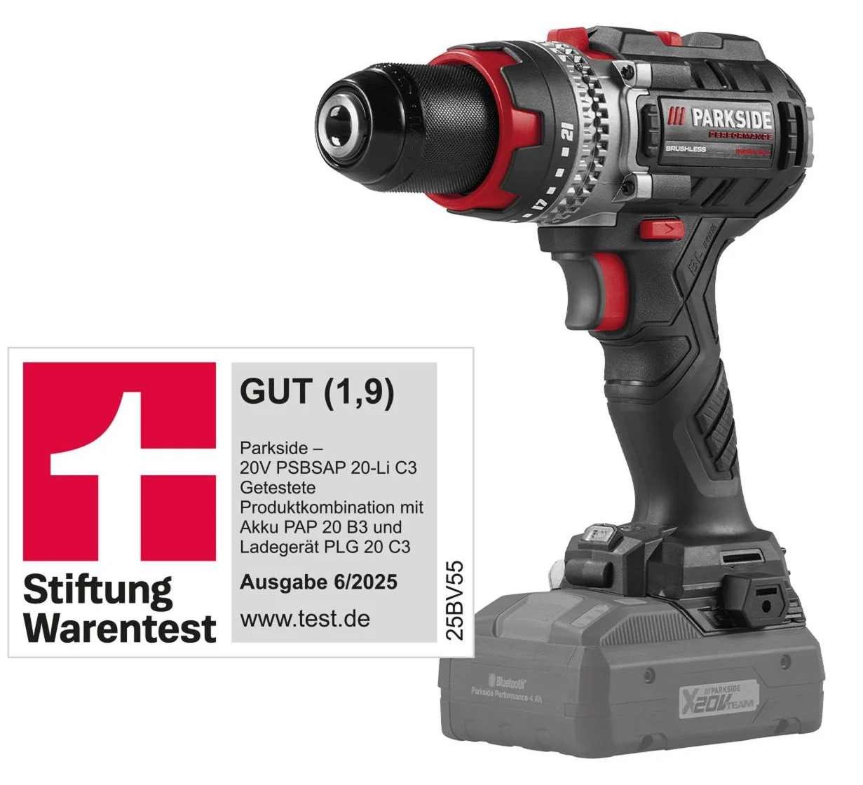 PARKSIDE PERFORMANCE® Akku-Bohrschrauber 20V Akku-Schlagbohrschrauber PSBSAP 20-Li C3, ohne Akku, Ladegerät – Bild 2 von 5